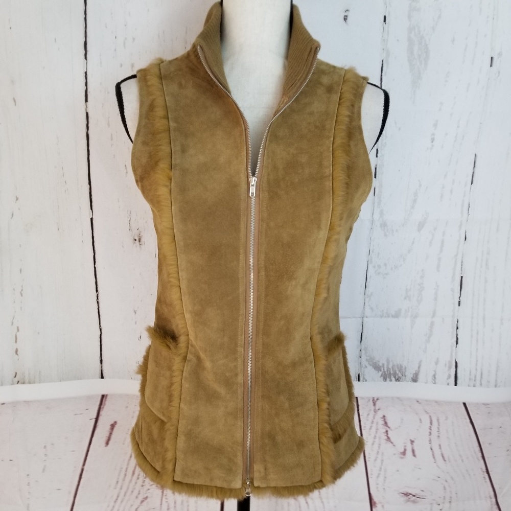 Foxy Huntress Texas Vest Sz S Tan Pig Suede
